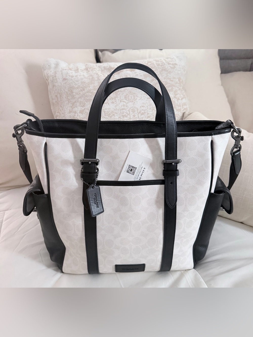 [b1M-7] Coach Sprint Tote Color Block White Black [aa0]